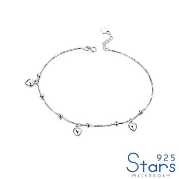 【925 STARS】純銀925可愛小愛心圓珠造型腳鍊 造型腳鍊
