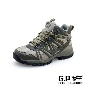 G.P 男款高筒防水登山休閒鞋P7763M-60軍綠色(SIZE:39-44 共二色) GP