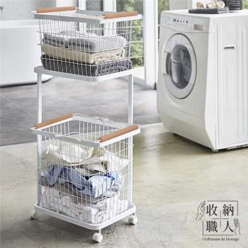 收納職人 日式簡約多功能雙層洗衣分類收納籃/洗衣籃推車/衣物收納架