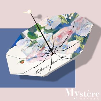 【my stere 我的時尚秘境】日本超迷你白玫瑰輕量黑膠抗UV晴雨傘-圓頭