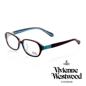 【Vivienne Westwood】貴氣英國格紋款光學眼鏡(藍/咖啡 VW264_02)