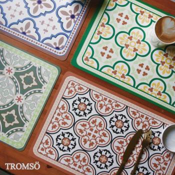 TROMSO西班牙經典花磚皮革餐桌墊兩入組-多款任選