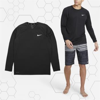 Nike 長袖上衣 Essential 男款 黑 防曬衣 基本款 T恤 快乾 抗UV 抗紫外線 NESSA587-001 [ACS 跨運動]