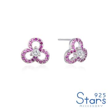 【925 STARS】純銀925美鑽鋯石鑲嵌花朵造型耳環 造型耳環 美鑽耳環
