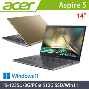 Acer Aspire 14吋 效能筆電 i5-1235U/8G/PCIe 512G SSD/Win11/A514-55-54WP 金