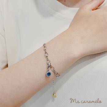 【焦糖小姐 Ms caramelo】藍水晶手鍊 10月誕生石 (K白款)