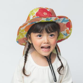 日本Wpc. W054 克拉拉花朵L 兒童超輕量抗UV防曬+防雨透氣帽 護頸可收 (WKHL)