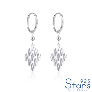 【925 STARS】純銀925素銀幾何圓點菱格造型耳環 造型耳環 