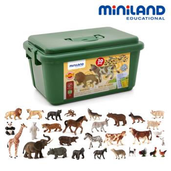 【西班牙Miniland】大尺寸動物星球30件組(含收納盒)