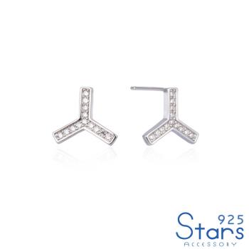 【925 STARS】純銀925微鑲美鑽幾何線條造型耳釘 造型耳釘 美鑽耳釘