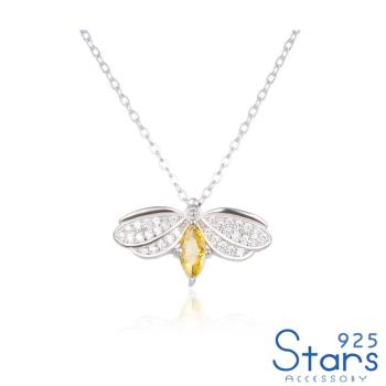 【925 STARS】純銀925璀璨美鑽黃水晶小蜜蜂造型項鍊 造型項鍊 美鑽項鍊