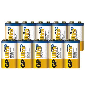 【超霸GP】9V電池ULTRA PLUS超特強鹼性電池10粒盒裝(收縮膜裝9V鹼性電池)