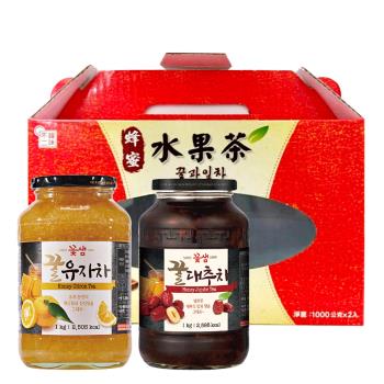 【韓味不二】禮盒-花泉蜂蜜傳統茶禮盒1kg x 2入 多種口味 (柚子茶/紅棗茶/薑母茶/蘋果/檸檬)