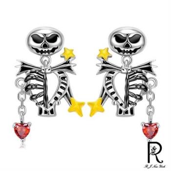 【RJ New York】骷髏的愛龐克設計中性時尚耳環(銀色)