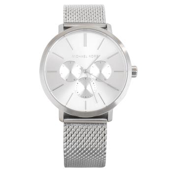Michael Kors- 42mm時尚三眼指針錶網狀鋼帶石英男錶(銀)