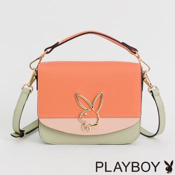 PLAYBOY -  翻蓋斜背包 Bunny系列 - 粉橘色