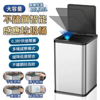 【FJ】不鏽鋼充電式智能感應垃圾桶LS8(10公升款)