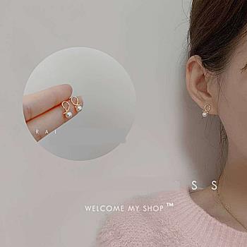梨花HaNA 韓國925銀針迷你系列．別緻娃娃珍珠圈線耳環