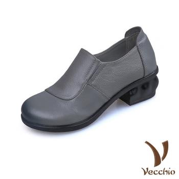 【Vecchio】樂福鞋 粗跟樂福鞋/全真皮頭層牛皮深口粗跟樂福鞋 (3色任選)