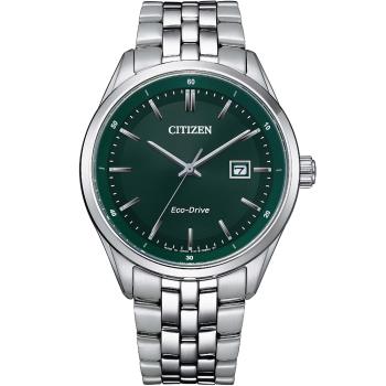 CITIZEN 星辰 光動能簡約時尚腕錶/綠/41mm/BM7569-89X