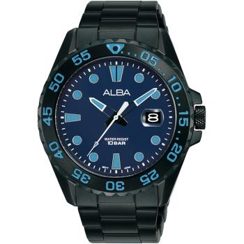 ALBA 雅柏 潛水風格時尚腕錶/黑X藍/42mm (VJ42-X322B/AS9N27X1)