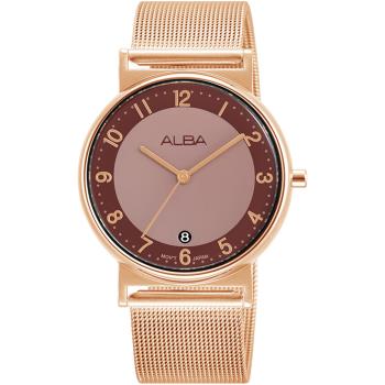 ALBA 雅柏 簡約時尚米蘭帶腕錶/玫瑰金/34mm (VJ32-X328K/AG8M52X1)