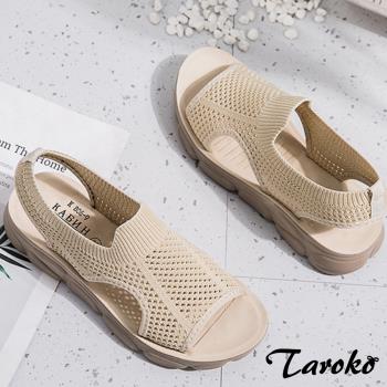 現貨【Taroko】網布透氣魚口套腳休閒女涼鞋