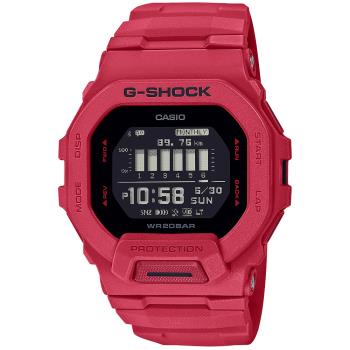 CASIO 卡西歐 G-SQUAD 搶眼運動追蹤數位手錶-艷紅 (GBD-200RD-4)