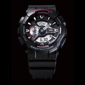 CASIO 卡西歐 G-SHOCK 經典紅黑重機雙顯手錶/55mm (GA-110-1A)