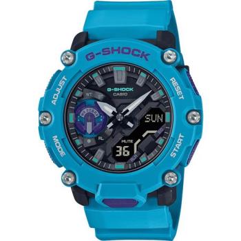 CASIO 卡西歐 G-SHOCK 一起冒險去 碳核心防護構造雙顯計時手錶-藍綠 (GA-2200-2A)