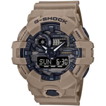 CASIO 卡西歐 G-SHOCK 城市迷彩 計時雙顯錶-卡其 (GA-700CA-5A)