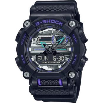 CASIO 卡西歐 G-SHOCK 工業風金屬光雙顯計時手錶-黑X銀 (GA-900AS-1A)