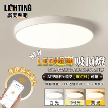 【聚美照明】96W吸頂燈 led吸頂燈 （2.4G雷達遙控+手機APP智能遙控+無極調光）超薄110v現代簡約燈飾 臥室客廳書房酒店燈飾