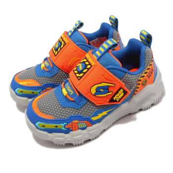 Skechers 兒童燈鞋 S Lights-Adventure Track 藍 橘 音效 太空戰機 閃燈 小朋友 400155LRYOR