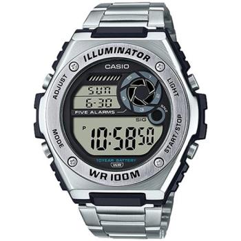 CASIO 卡西歐 10年電力金屬風計時手錶-銀 (MWD-100HD-1A)