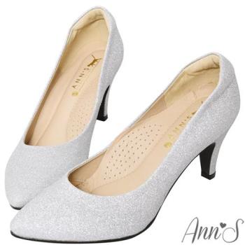 Ann’S睡美人-訂製晶鑽3D氣墊尖頭高跟鞋-銀