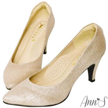 Ann’S睡美人-訂製晶鑽3D氣墊尖頭高跟鞋-金