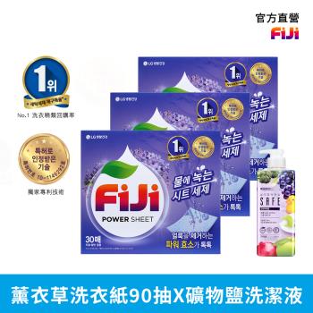 韓國FIJI薰衣草酵素洗衣紙X礦物鹽蔬果洗潔液3+1件組(即期盒損)