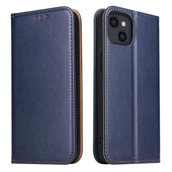 Fierre Shann 真皮紋iPhone 14 Plus (6.7吋) 錢包支架款 磁吸側掀 手工PU皮套保護殼