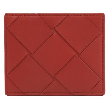 BOTTEGA VENETA 581470 寬版大編織羊皮隨身名片卡夾.紅