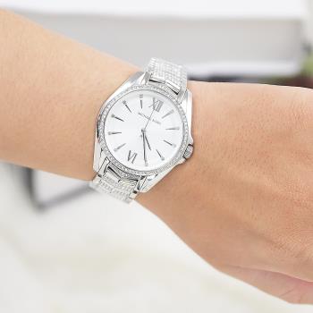 MICHAEL KORS MK6687 輕奢水晶鑽框不銹鋼時尚腕錶.銀 38mm