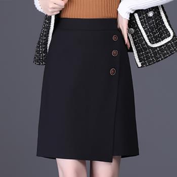 麗質達人 - 9786黑色釘釦短裙KF