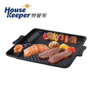妙管家 不沾長形大烤盤HKGP-005 韓式排油烤肉盤 大面積燒烤盤 麥飯石卡式爐BBQ烤盤