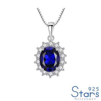 【925 STARS】純銀925閃耀美鑽圓形寶石經典戴妃款項鍊 造型項鍊 美鑽項鍊