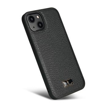 Fierre Shann 紳士系列 iPhone 14 Plus (6.7吋) 五金皮紋背蓋手機保護殼
