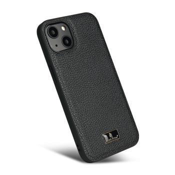 Fierre Shann 紳士系列 iPhone 14 (6.1吋) 五金皮紋背蓋手機保護殼