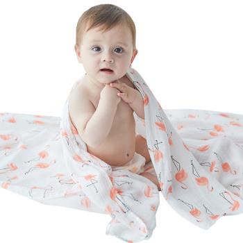 Colorland-Muslintree嬰兒紗布包巾蓋被雙層手繪竹纖維浴巾