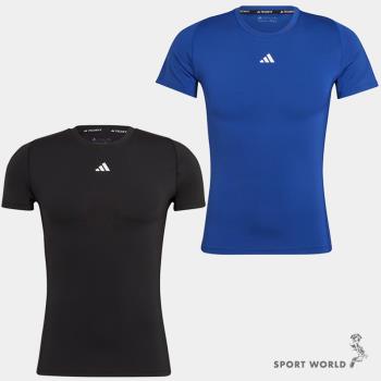 Adidas 男 短袖 訓練 健身 緊身 吸濕排汗 黑 HK2337 / 藍 HD3536