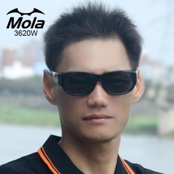MOLA摩拉前掛近視太陽眼鏡品牌 偏光 套鏡 UV400 防紫外線 男女 黑框 灰片 3620Wbg