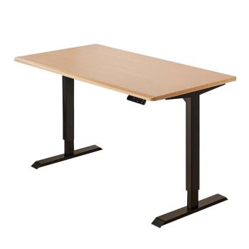 【空間特工】FUNTE電動升降桌 北歐白橡木四方桌板黑色桌腳_二節式桌腳|120x80cm